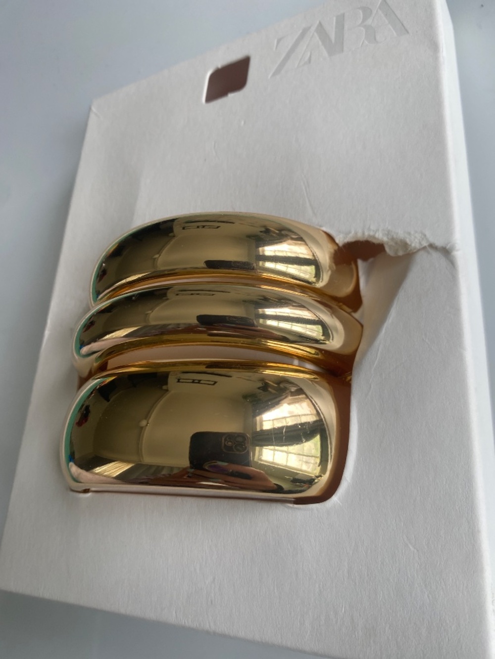 NWT Zara 3 Pack Chunky Gold-Tone Bangle Bracelets - Picture 2 of 6
